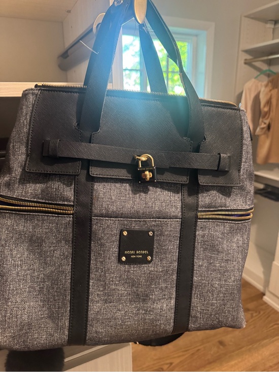 henri bendel Other - Henri Bendel Gray Canvas Tote with Black Trim